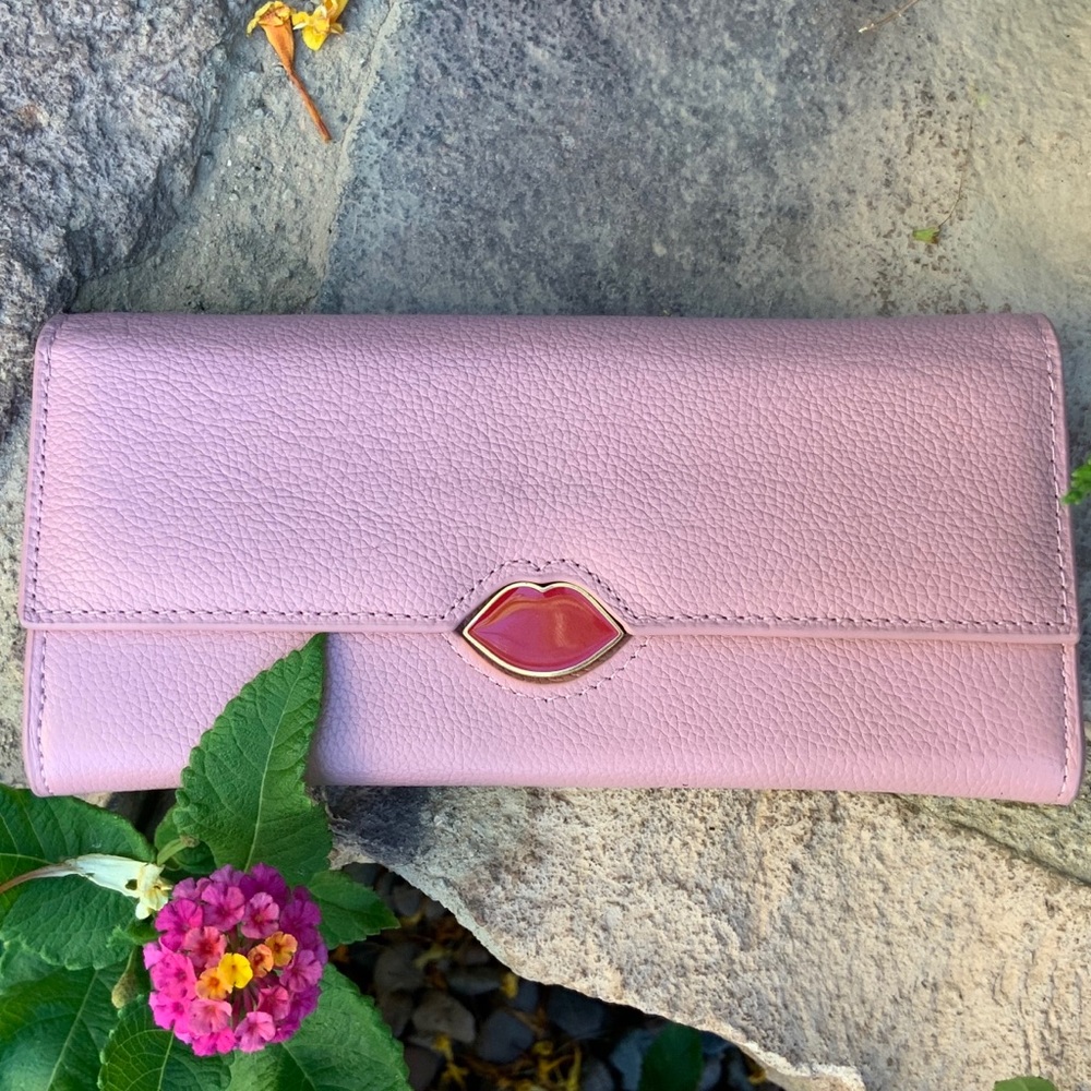 LULU GUINNESS pink lip Cora leather wallet - Picture 14 of 16